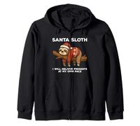 Santa Sloth I Will Deliver Presents Funny Christmas Xmas Zip Hoodie