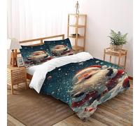 Santa Snow Bedding Set 3D Design Christmas Themes Duvet Cover Set Chic Breathable Quilt Cover Suitable for Family, Couple, Children with Pillow Double（200x200cm）