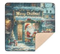 Santa & Snowman at Merry Christmas Shop Soft Padded Baby Playmat for Floor Non-Toxic Baby Crawling Mat for Baby Kids Toddlers Infants, 50'' x 50''