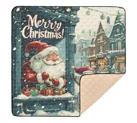 Santa & Snowman by Christmas Window Large Stylish Baby Play Mat for Floor Waterproof Tummy Time Mat for Babies Infants Toddlers, 50'' x 50''