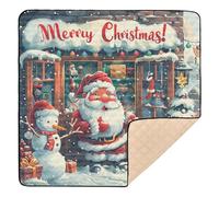 Santa & Snowman by Merry Christmas Shop Cute Foldable Baby Play Mat for Indoor Outdoor Washable Tummy Time Mat for Newborns Babies Infants Toddlers, 50'' x 50''