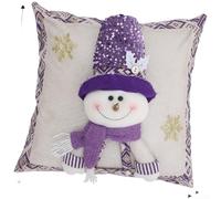 Santa Snowman Elk Patterned Glitter Throw Pillow Cover for Sofa to Add Seasonal Holiday Charm (Snowman)