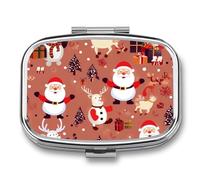 Santa Snowman Pill Box 2 Compartments Portable Travel Pill Case Mini Medicine Organizer for Pocket Purse Metal Waterproof Medicine Container Holder Vitamin Fish Oil