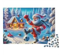 Santa Soccer 1000 Pieces Jigsaw Puzzles For Adults Challenging Game Stress Relieving Entertainment Exercise The Memory of The Brain for Men, Women, Elders, Seniors 500pcs (52x38cm)