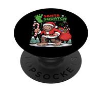 Santa Squatch Bigfoot Christmas Candy Cane Snowflakes Forest PopSockets Adhesive PopGrip