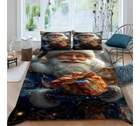 Santa Squirrel Bedding Set Theme Bedspread Christmas Themes Duvet Cover Set Chic Breathable Comforter Cover Universal for All Seasons with Pillow King(220x240cm)