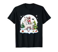 Santa St. Bernard Riding Llama Reindeer Christmas Owner Kids T-Shirt