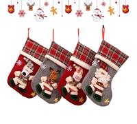 Santa Stocking - Pieces Candy Pouch Set, 3D Snowman, Reindeer, Santa Claus, Bear, Cute Holiday Design | Gift Bags and Stockers for Candy, Chocolate, Treats, Party, New Year, Living Room, Fireplace, B