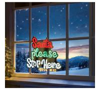 Christmas infinity light - Santa plase top here sign - led mirror tunnel light - 3D LED xmas window decoration - 40cm stop here - multi coloured indoor christmas lights.