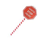 Santa Stop Here Glitter Wooden Christmas Decorative Stake Sign - 57.5cm Festive Outdoor & Indoor Decoration, Holiday Yard Stake for Xmas Garden, Driveway & Home Décor