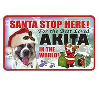 Santa Stop Here Pet Sign - Akita