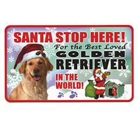 Santa Stop Here Pet Sign - Golden Retriever