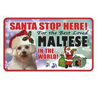 Santa Stop Here Pet Sign - Maltese