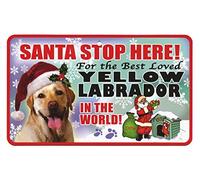 Santa Stop Here Pet Sign - Yellow Labrador