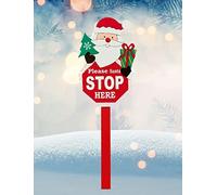 Santa Stop Here Sign - Outdoor Wooden Stake - Cute Santa Design - Christmas Decoration