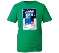 Santa Stop Here Time Machine T-Shirt, Funny British Science Fiction Inspired Xmas 2025 Shirt for Geeks and Whovians (Kelly Green, M Years)