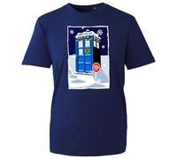 Santa Stop Here Time Machine T-Shirt, Nostalgic Retro Dr-Inspired Christmas Tee, Space Traveller 2025 UK (Navy, L Years)