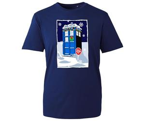 Santa Stop Here Time Machine T-Shirt, Nostalgic Retro Dr-Inspired Christmas Tee, Space Traveller 2025 UK (Navy, L Years)