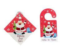 Santa Stop Here Window And Door Signs -Cute Father Christmas Please Come In Door Handle Hook And Window Sign With Sucker 2 pieces