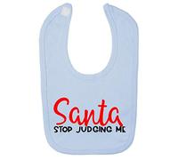 Santa Stop Judging me Cotton Baby bib - Pastel Blue