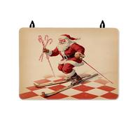 Santa Stove Top Cover for Electric Stove, Christmas Vintage Ski Candy Cane Christmas Red Waterproof Glass Top Cover for Kitchen Cabin Kitchen Decor 28x20 Inch