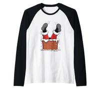 Santa Stuck in Chimney Funny Christmas Holiday Raglan Baseball Tee