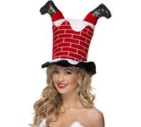 Smiffys Santa Stuck in Chimney Hat, Red , Christmas Fancy Dress Accessory, Santa Dress Up Hats