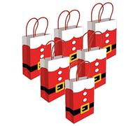 Santa Suit Red Paper Gift Bags - Christmas Novelty Table Present Favour Bag (10 Bags)