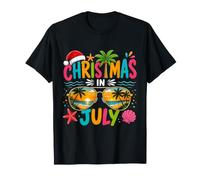 Santa Sunglasses Beach Christmas in July Vacation Summer T-Shirt