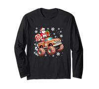 Santa Sunglasses Candy On Monster Truck Cookies Xmas Baker Long Sleeve T-Shirt