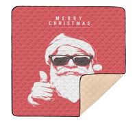Santa Sunglasses Poster Large Sturdy Baby Play Mat for Indoor Outdoor Water Resistant Baby Kick Crawling Mat for Newborns Babies Infants Toddlers, 50'' x 50''