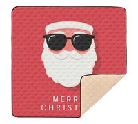 Santa Sunglasses Poster Soft Foam Baby Playmat for Indoor Outdoor Lightweight Baby Crawling Mat for Babies Infants Toddlers, 50'' x 50''