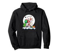 Santa Sunglasses Riding Llama Colorful Christmas Boxes Pullover Hoodie