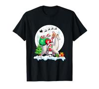 Santa Sunglasses Riding Llama Colorful Christmas Boxes T-Shirt