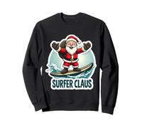 Santa Surfer Claus Merry Christmas Surfing Men Women Festive Sweatshirt