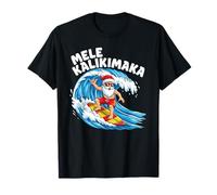 Santa Surfing Mele Kalikimaka Hawaiian Christmas T-Shirt