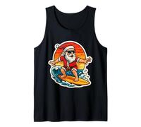 Santa Surfing Surf Instructor Surfer Merry Christmas Vintage Tank Top