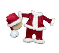 Santa Themed Newborn Photography Outfit Soft Wrinkled Resistant Baby Christmas Costume with Hat for Family Portraits Infant Holiday Portrait Attire