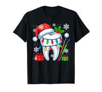 Santa Tooth Colorful Christmas Lights Dentist Dental Squad T-Shirt