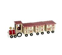 Santa Train Advent Calendar - Natural Wood and Red eith Father Christmas Driving