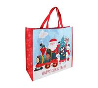 Santa Train Jumbo Square Pp Woven Christmas Gift Bag