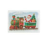 Santa Train Small Glass Worktop Saver - Smooth Kitchen Chopping Board/Protector Elf Christmas Décor Gift - 28.5cm x 20cm
