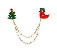 Santa Tree Wreath Gift Brooch Christmas Badge Festive Tassels Chain Lapel Pin Clothes Jewelry for Women Girls Christmas Fashion Jewelry Accessory Holiday