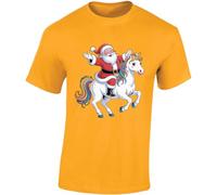 Santa Unicorn Ride Funny Christmas Mens T-Shirt Magical Rainbow Gift T Shirt Gold - Youth X-Small (Age 3-4)