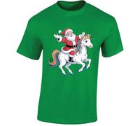 Santa Unicorn Ride Funny Christmas Mens T-Shirt Magical Rainbow Gift T Shirt Irish Green - Medium