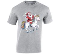 Santa Unicorn Ride Funny Christmas Mens T-Shirt Magical Rainbow Gift T Shirt Sport Grey - Medium