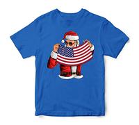 Santa USA Flag T Shirt Kids, Funny School Christmas Jumper Day, World Football Xmas Gifts for Boys and Girls, USA Soccer Supporters Cup Tee 2022, 7-8 Years, Royal