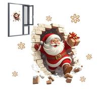 Santa Wall Decal,Santa Claus Breaking Brick Wall Sticker Christmas Decorations,Festive Decal | for Holiday Party Kitchen Living Room Bathroom Bedroom Office School Classroom