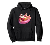 Santa Water Fun Costume with Pool Ring for Christmas Pullover Hoodie