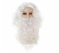Santa Wig and Beard Complete Set of Jesus Wig European and American Long Curly Christmas Wig and Beard Set for Men-B